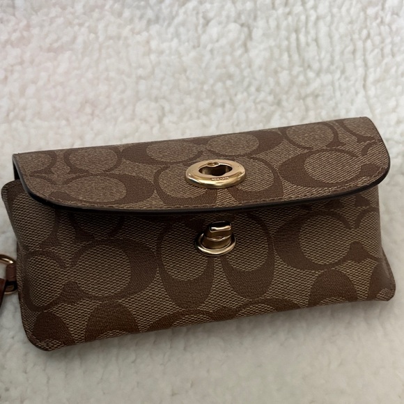 Coach Brown Signature Sunglasses Case with Gold Accents - Picture 3 of 5